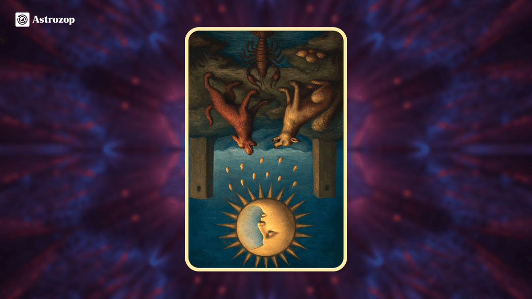 Reversed Moon Tarot card image showing a moon with emerging light